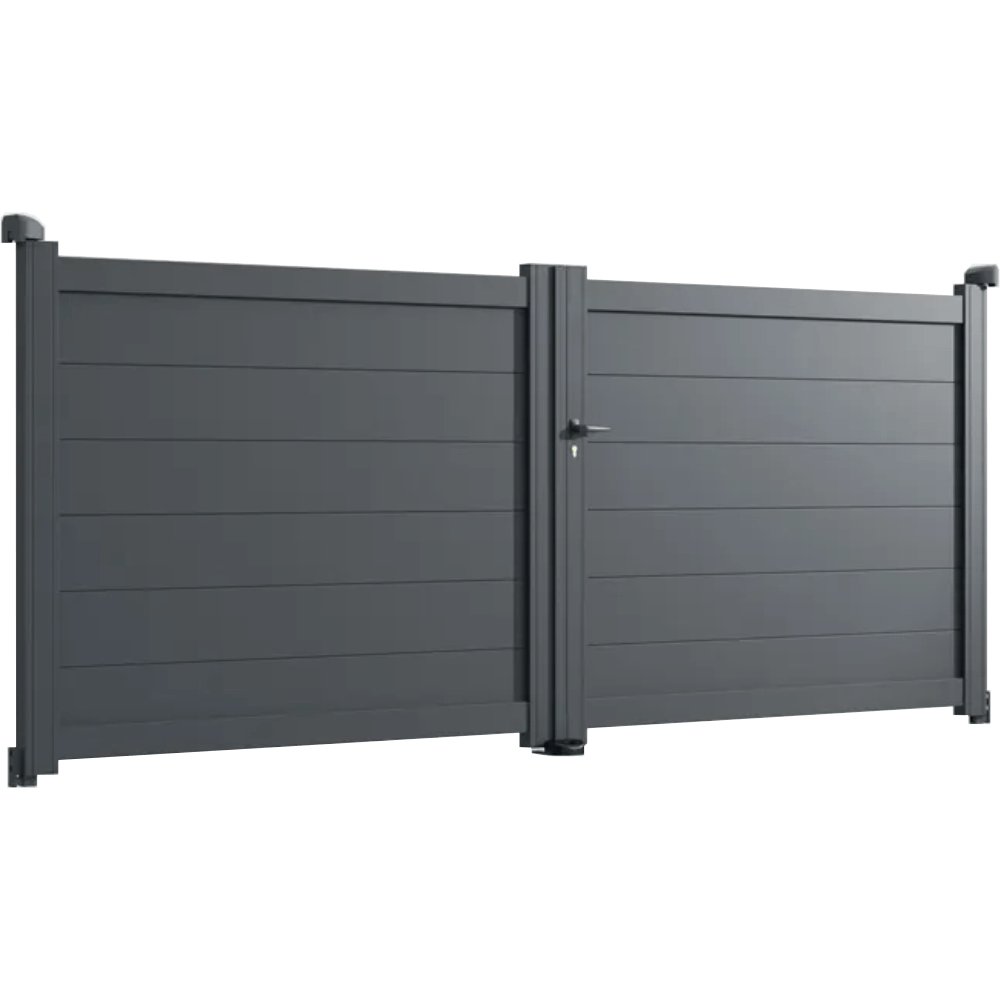 Portail Battants Aluminium – LONDRE – Ozaé Graviers Déco Portail Battants Aluminium LONDRE Ozaé Graviers Déco, portail plein moderne et sans entretien