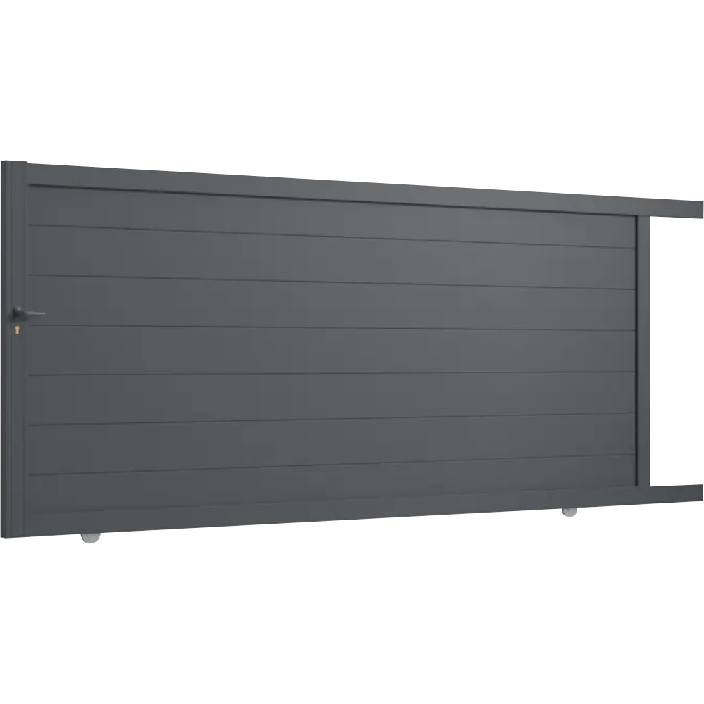 Portail Coulissant Aluminium – LONDRE – Ozaé Graviers Déco Portail Coulissant Aluminium LONDRE Ozaé Graviers Déco, portail plein moderne et sans entretien