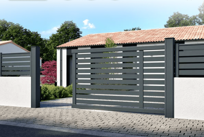 Poteau Aluminium – Portillon et Portail – Ozaé Graviers Déco Poteau Aluminium Portillon et Portail Ozaé Graviers Déco, fixation design et résistante pour portail et portillon