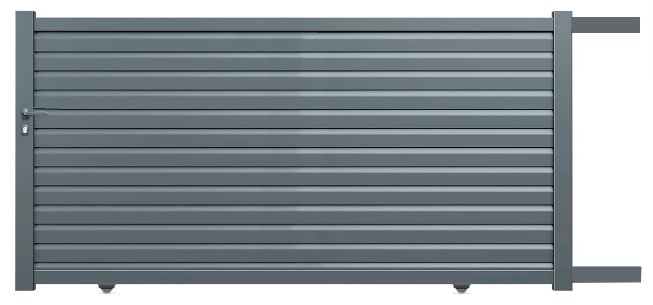 Portail Coulissant Aluminium – GENÈVE – Ozaé Graviers Déco Portail Coulissant Aluminium GENÈVE Ozaé Graviers Déco, portail plein moderne pour entrée extérieure sécurisée